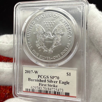 2017 (W) Burnished $1 American Silver Eagle PCGS SP70 First Strike John Mercanti Signed Rare 1 of 660 Mint!