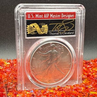 2022 $1 American Silver Eagle PCGS MS70 FDOI Thomas Cleveland Signed Rare Arrows Label 1 of 200 Mint