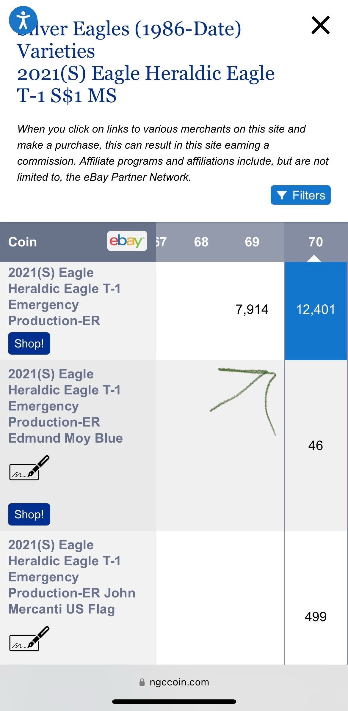 2020 (S) $1 American Silver Eagle NGC MS70 Early Releases Emergency Issue Trolley Label Rare (1 of 12,401)