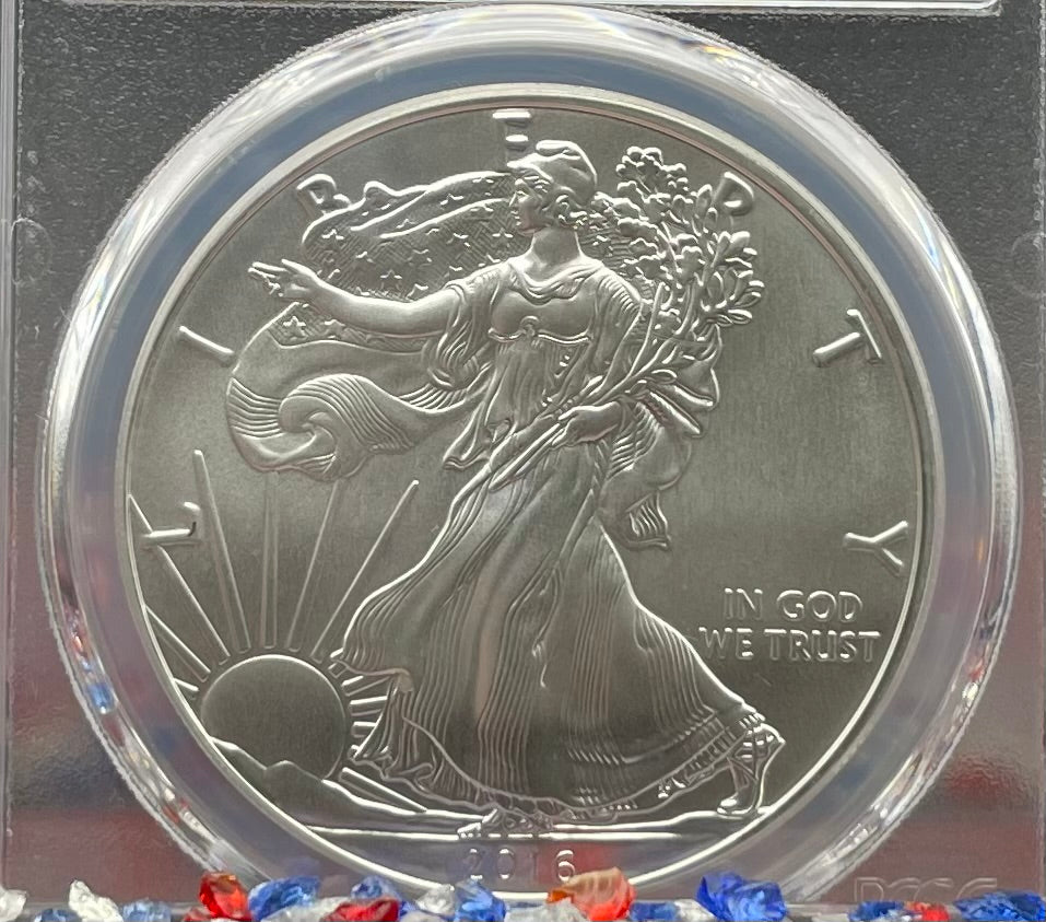 2016 $1 American Silver Eagle PCGS MS70 First Strike American Flag Label Mint Condition