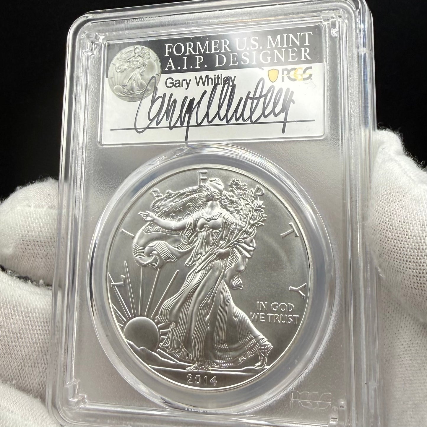 2014 $1 American Silver Eagle PCGS MS70 Gary Whitley Signed 1 of 409 Mint