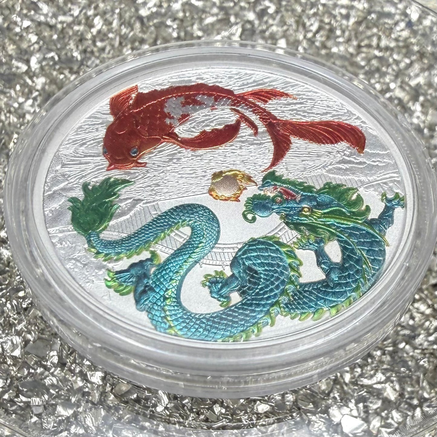 2023 Silver $1 Australia Silver Dollar Brilliant Uncirculated Myths & Legends Blue DRAGON & Red COI