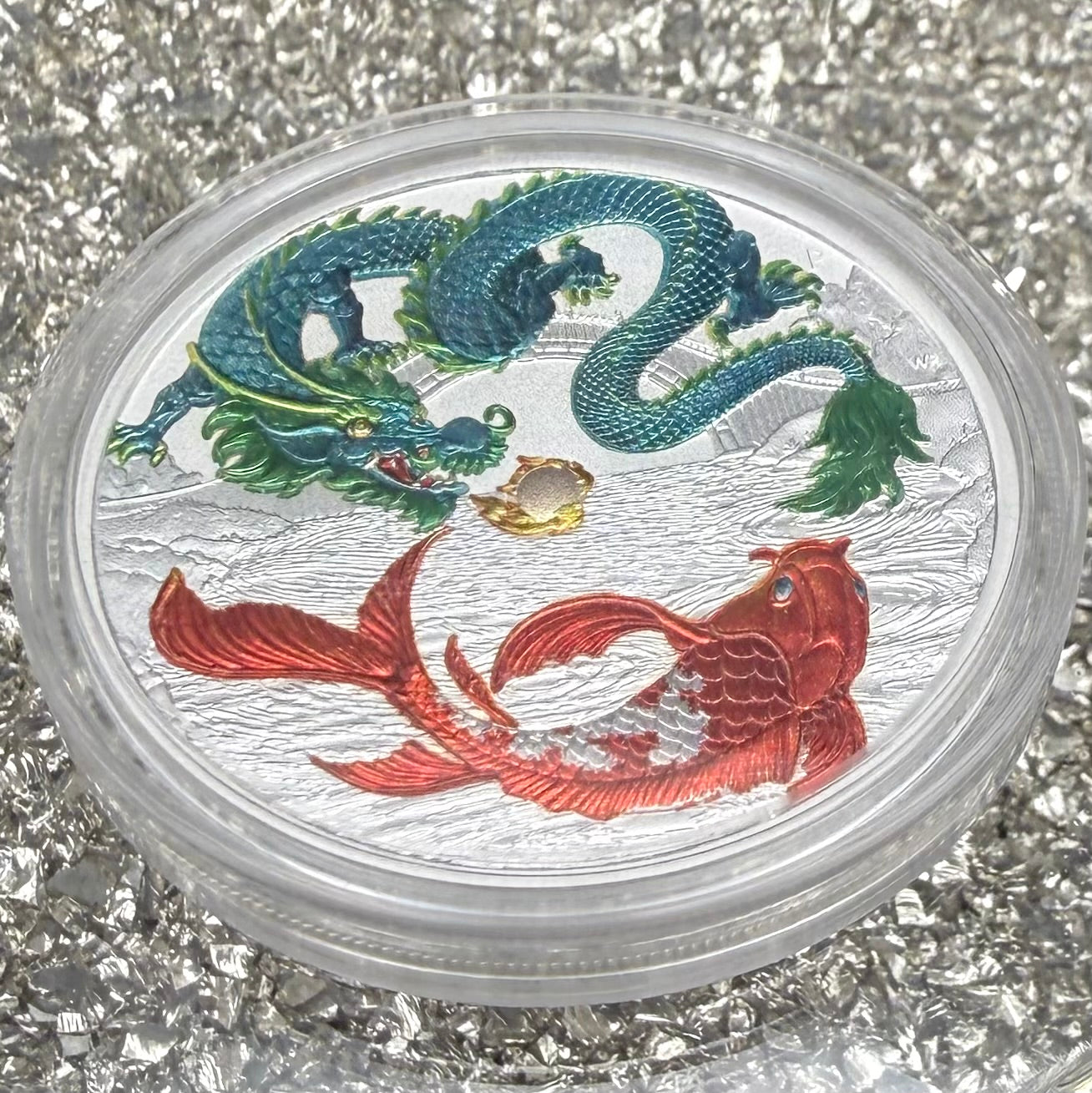 2023 Silver $1 Australia Silver Dollar Brilliant Uncirculated Myths & Legends Blue DRAGON & Red COI