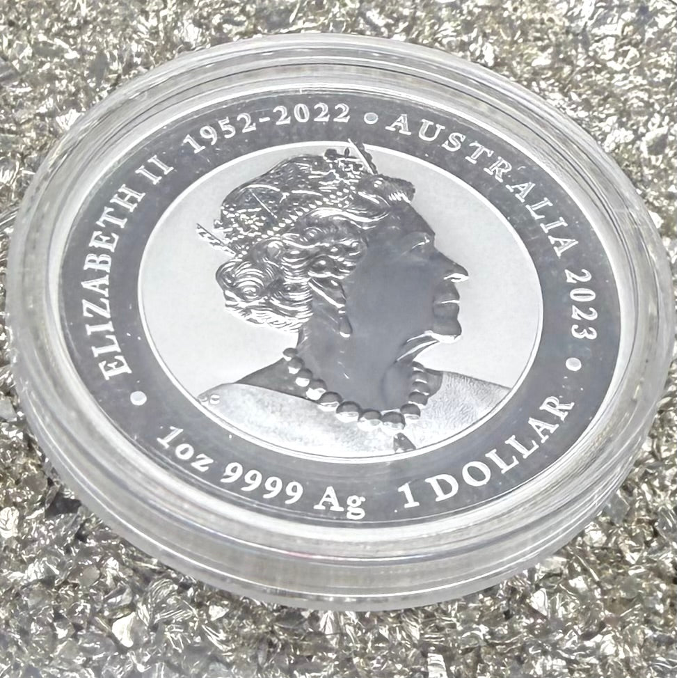 2023 Silver $1 Australia Silver Dollar Brilliant Uncirculated Myths & Legends Blue DRAGON & Red COI
