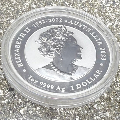 2023 Silver $1 Australia Silver Dollar Brilliant Uncirculated Myths & Legends Blue DRAGON & Red COI