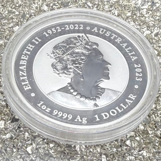 2023 Silver $1 Australia Silver Dollar Brilliant Uncirculated Myths & Legends Blue DRAGON & Red COI
