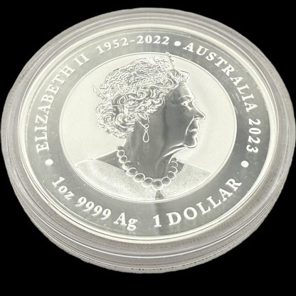 2023 Silver $1 Australia Silver Dollar Brilliant Uncirculated Myths & Legends Blue DRAGON & Red COI