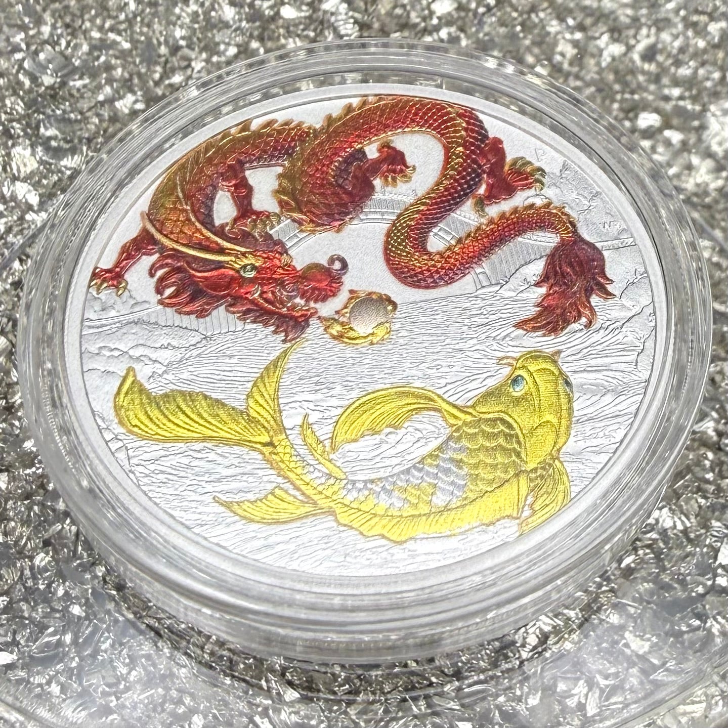 2023 Silver $1 Australia Silver Dollar Brilliant Uncirculated Myths & Legends Red DRAGON & Yellow COI