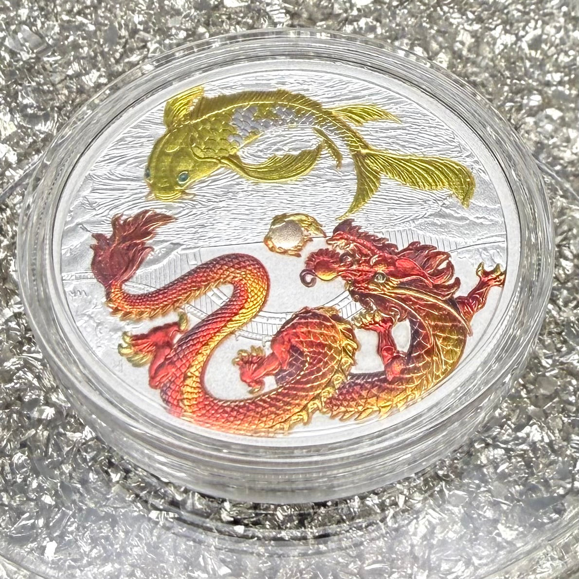 2023 Silver $1 Australia Silver Dollar Brilliant Uncirculated Myths & Legends Red DRAGON & Yellow COI