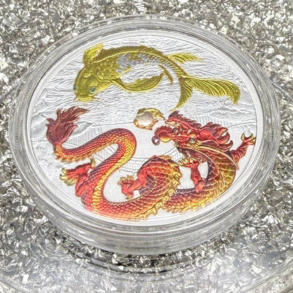 2023 Silver $1 Australia Silver Dollar Brilliant Uncirculated Myths & Legends Red DRAGON & Yellow COI