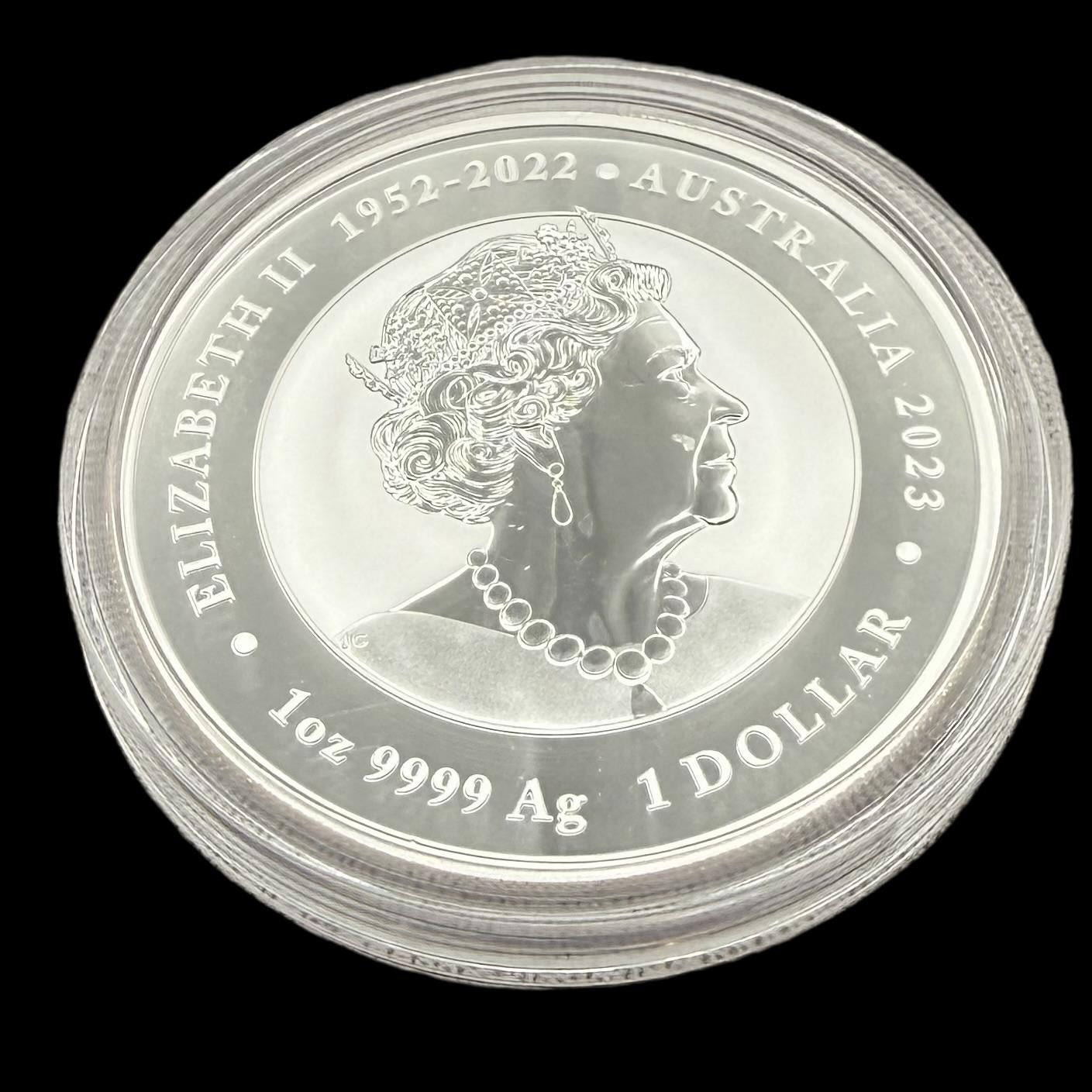 2023 Silver $1 Australia Silver Dollar Brilliant Uncirculated Myths & Legends Red DRAGON & Yellow COI