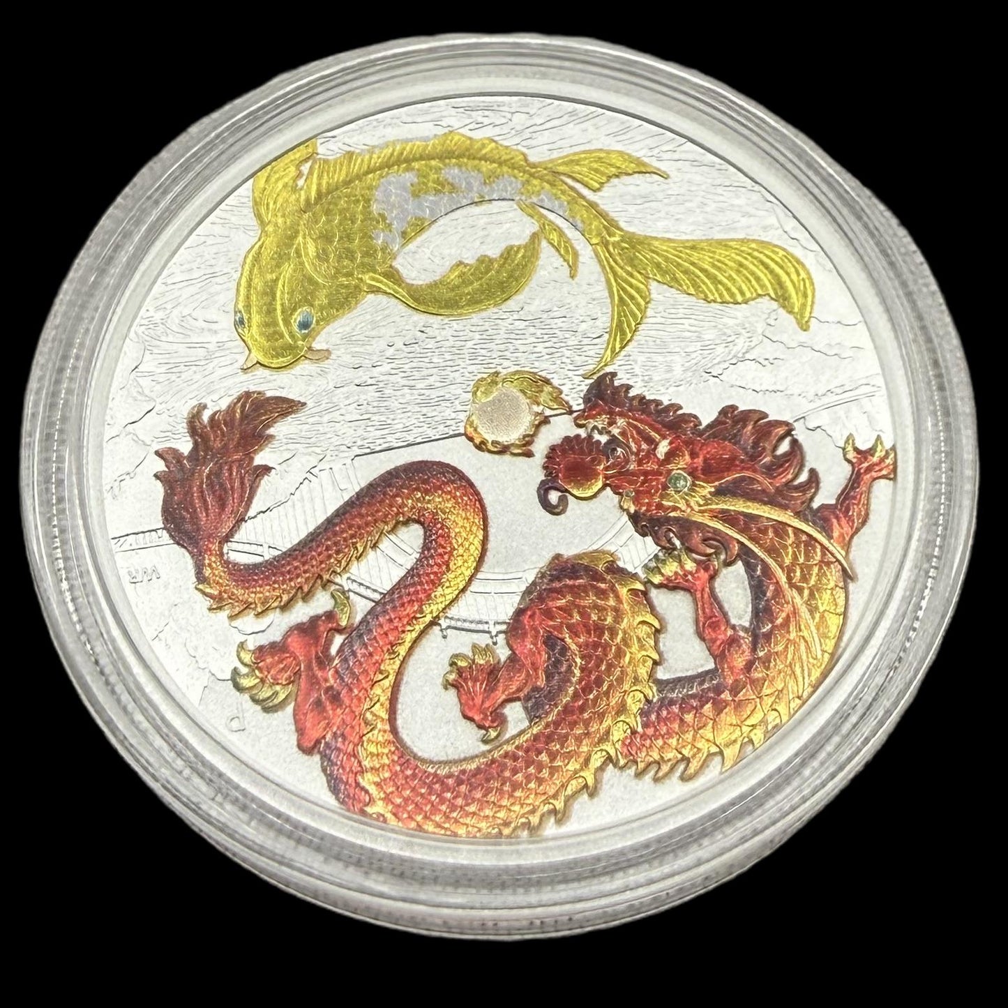 2023 Silver $1 Australia Silver Dollar Brilliant Uncirculated Myths & Legends Red DRAGON & Yellow COI