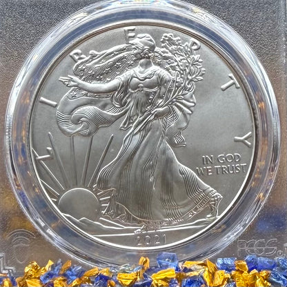 2021 $1 American Silver Eagle PCGS MS70 Thomas Cleveland Signed Blue Label Rare 1 of 50 Mint