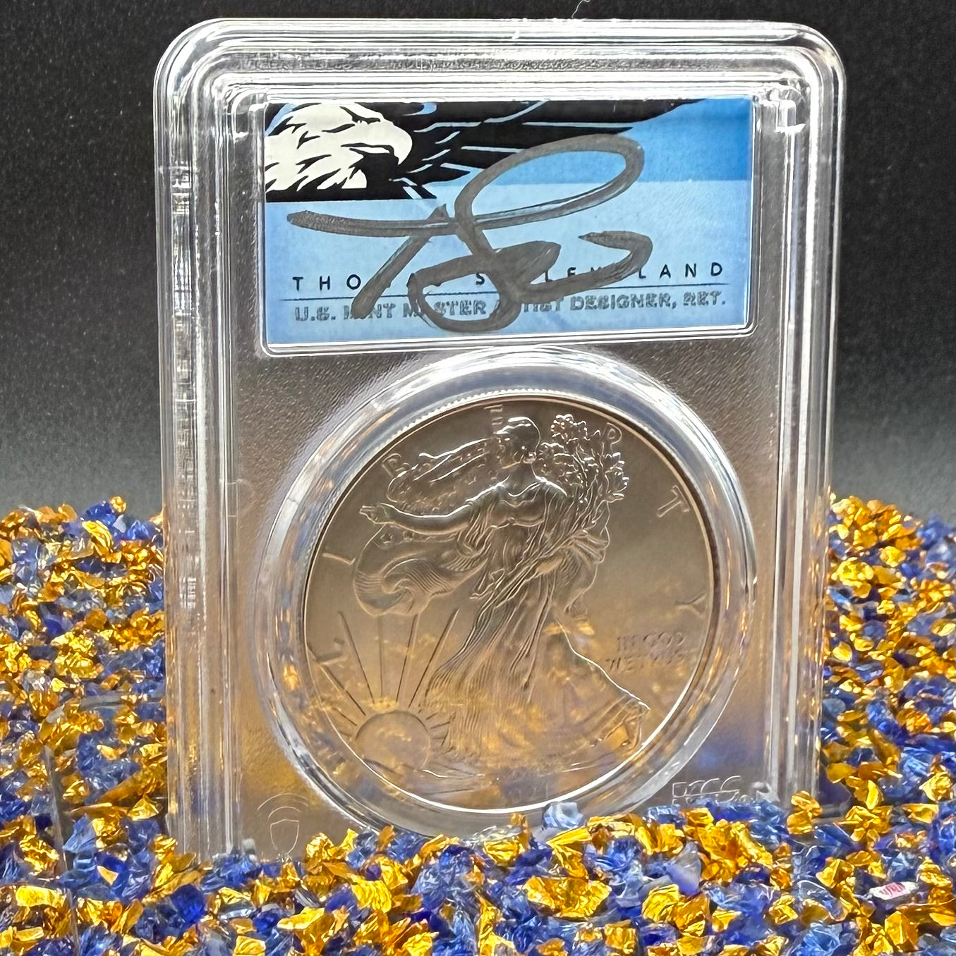 2021 $1 American Silver Eagle PCGS MS70 Thomas Cleveland Signed Blue Label Rare 1 of 50 Mint
