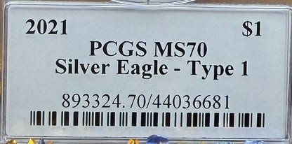 2021 $1 American Silver Eagle PCGS MS70 Thomas Cleveland Signed Blue Label Rare 1 of 50 Mint