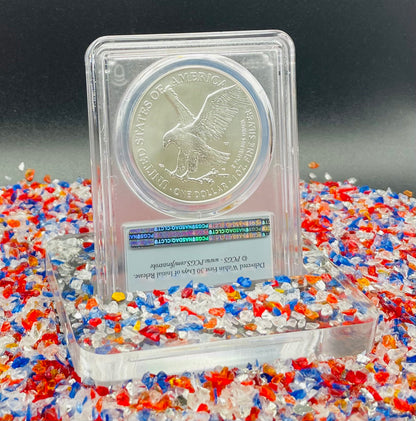 Burnished 2021 (W) $1 American Silver Eagle PCGS SP70 First Strike Type 2 American Flag Label Mint Condition (1 of 3,659)