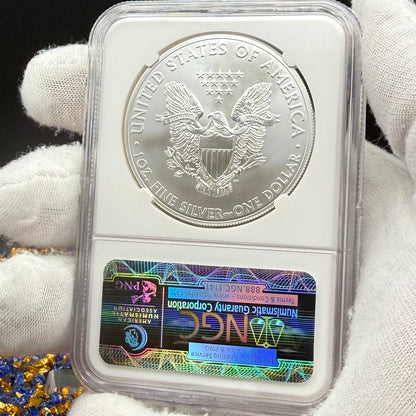 2014 San Francisco $1 American Silver Eagle NGC MS70 Early Releases Trolly Label Mint Condition