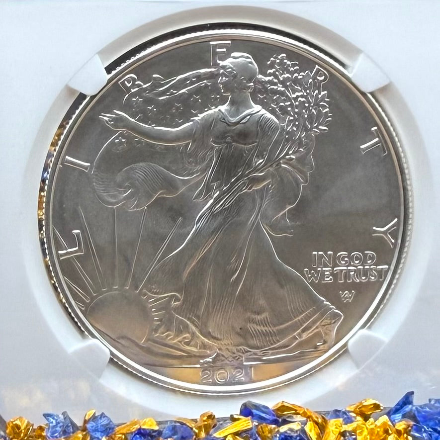 2021 Burnished $1 American Silver Eagle NGC MS70 FDOI Type 2 Mike Mezack Signed Label Mint!