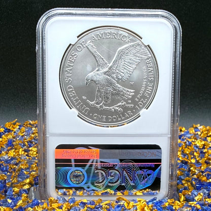 2021 Burnished $1 American Silver Eagle NGC MS70 FDOI Type 2 Mike Mezack Signed Label Mint!