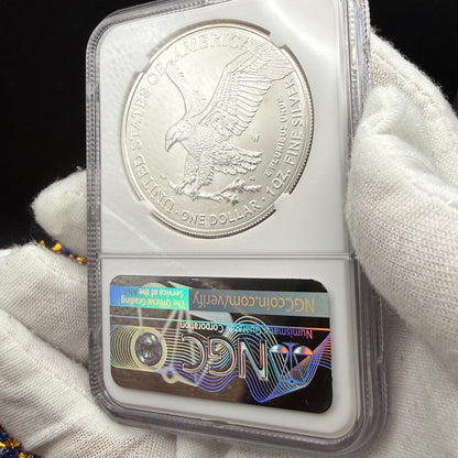 2021 Burnished $1 American Silver Eagle NGC MS70 FDOI Type 2 Mike Mezack Signed Label Mint!