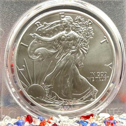 2021 (P) $1 American Silver Eagle PCGS MS70 Type 1 FDOI Emergency Production Thomas Cleveland Signed Rare American Flag Label 1 of 250 Mint