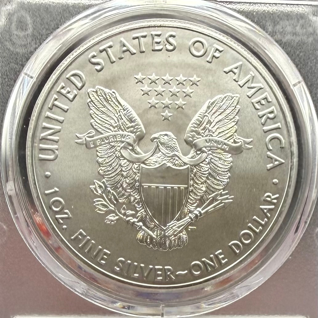 2021 (P) $1 American Silver Eagle PCGS MS70 Type 1 FDOI Emergency Production Thomas Cleveland Signed Rare American Flag Label 1 of 250 Mint