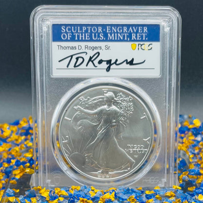 2021 $1 American Silver Eagle PCGS MS70 Type 2 Thomas Rogers Signed Label Mint Condition Rare (1 of 2500)