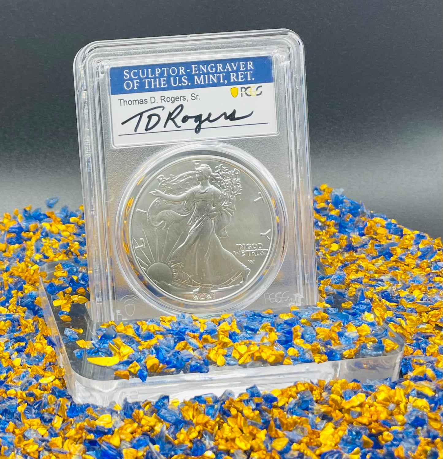 2021 $1 American Silver Eagle PCGS MS70 Type 2 Thomas Rogers Signed Label Mint Condition Rare (1 of 2500)