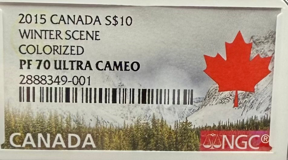 2015 $10 Canada Silver Dollar NGC PF70UC Colorized Winter Scene (1 of 2) Mint!