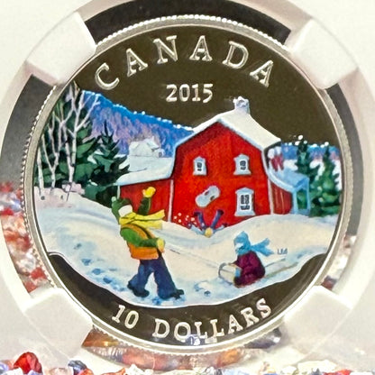 2015 $10 Canada Silver Dollar NGC PF70UC Colorized Winter Scene (1 of 2) Mint!