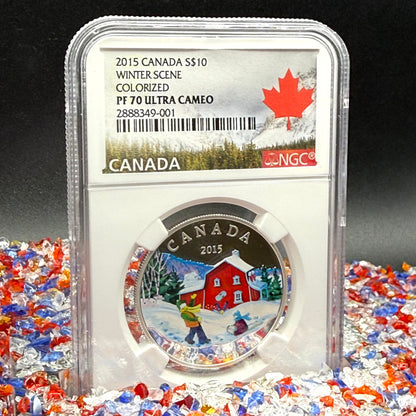 2015 $10 Canada Silver Dollar NGC PF70UC Colorized Winter Scene (1 of 2) Mint!