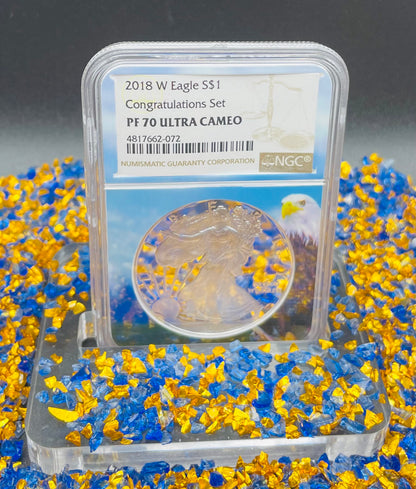 Proof 2018 (W) $1 American Silver Eagle NGC PF70 Congratulations Set Eagle Holder Mint Condition (Rare 1 of 1,331)