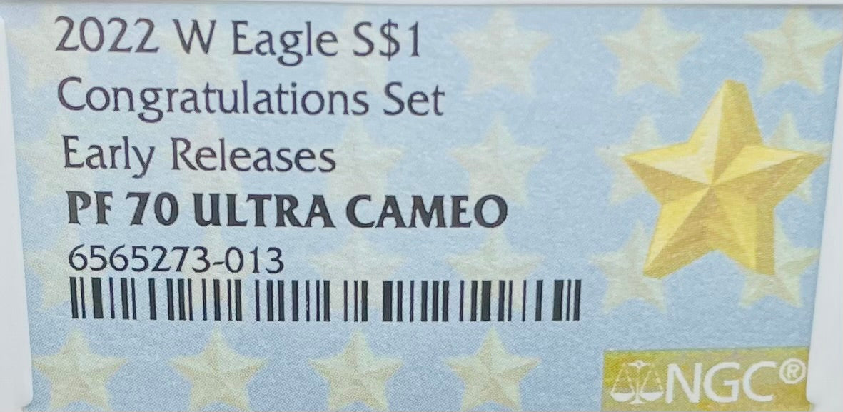 Proof 2022 (W) $1 American Silver Eagle NGC PF70 Early Releases Congratulations Set West Point Gold Start (1 of 1,332)