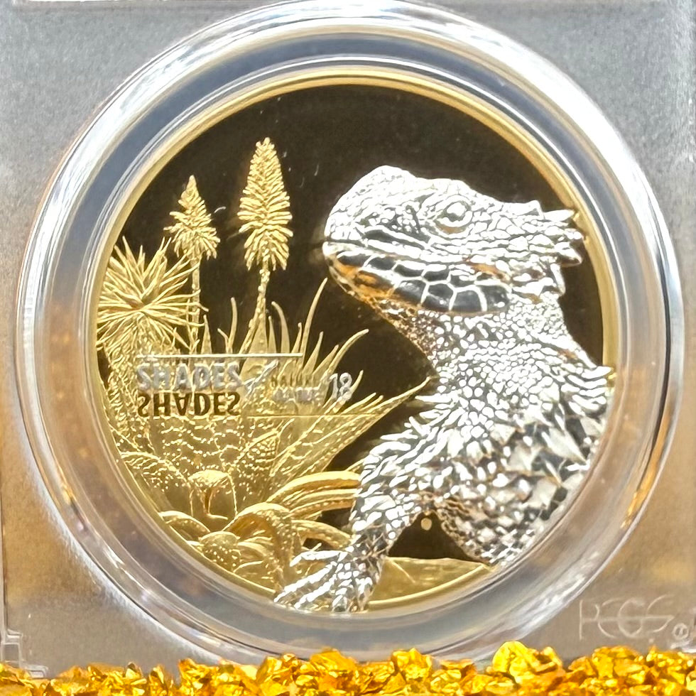 2018 Cook Islands Silver Dollar $5 PCGS FDOI PR70DCAM South African Sungazer Lizard - 24K Gold (1 of 91)