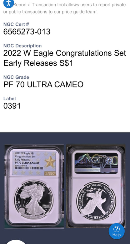 Proof 2022 (W) $1 American Silver Eagle NGC PF70 Early Releases Congratulations Set West Point Gold Start (1 of 1,332)