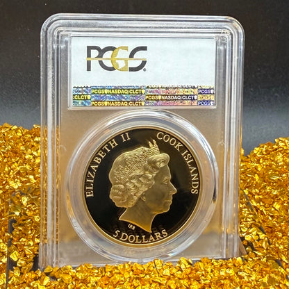 2018 Cook Islands Silver Dollar $5 PCGS FDOI PR70DCAM South African Sungazer Lizard - 24K Gold (1 of 91)