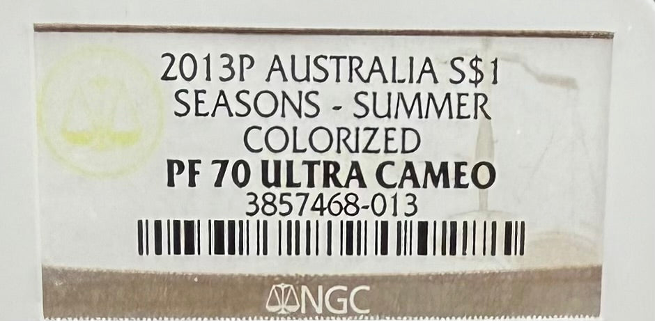 2013 P Silver $1 Australia Silver Dollar NGC PF70UC Four Seasons Square Series - Summer Colorized Beach Scene with Kangaroo (1 of 124)