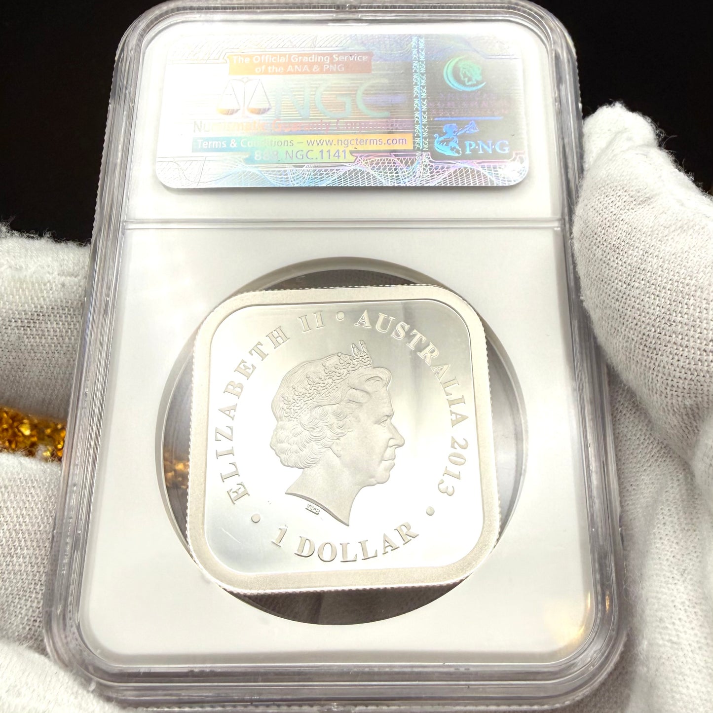 2013 P Silver $1 Australia Silver Dollar NGC PF70UC Four Seasons Square Series - Summer Colorized Beach Scene with Kangaroo (1 of 124)