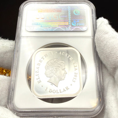 2013 P Silver $1 Australia Silver Dollar NGC PF70UC Four Seasons Square Series - Summer Colorized Beach Scene with Kangaroo (1 of 124)