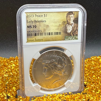 2023 United States Peace Silver Dollar $1 NGC Early Releases MS70 Jessie James Label Mint! (1 of 7,329)