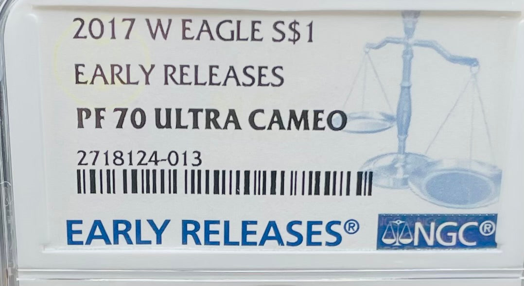 Proof 2017 (W) $1 American Silver Eagle NGC PF70 Early Releases Mint Condition