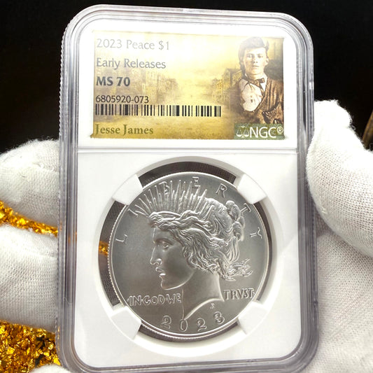 2023 United States Peace Silver Dollar $1 NGC Early Releases MS70 Jessie James Label Mint! (1 of 7,329)