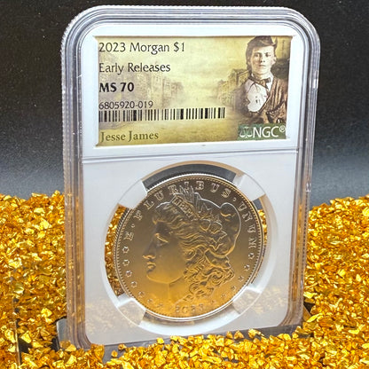 2023 United States Morgan Silver Dollar $1 NGC Early Releases MS70 Jessie James Label Mint! (1 of 7,644)
