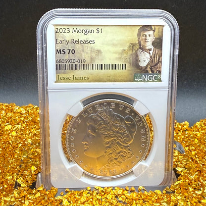 2023 United States Morgan Silver Dollar $1 NGC Early Releases MS70 Jessie James Label Mint! (1 of 7,644)