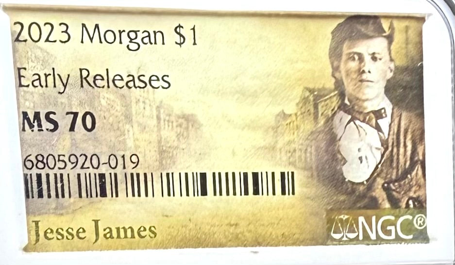 2023 United States Morgan Silver Dollar $1 NGC Early Releases MS70 Jessie James Label Mint! (1 of 7,644)