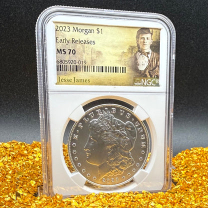 2023 United States Morgan Silver Dollar $1 NGC Early Releases MS70 Jessie James Label Mint! (1 of 7,644)