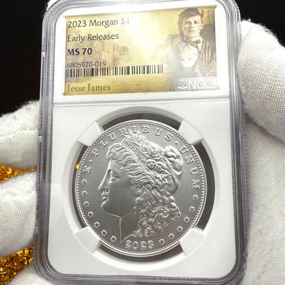 2023 United States Morgan Silver Dollar $1 NGC Early Releases MS70 Jessie James Label Mint! (1 of 7,644)