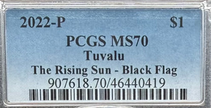 2022-P 1 oz Tuvaluan Silver Dollar $1 PCGS MS70 The Rising Sun - Black Flag (1 of 38)
