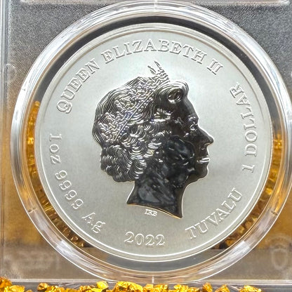 2022-P 1 oz Tuvaluan Silver Dollar $1 PCGS MS70 The Rising Sun - Black Flag (1 of 38)