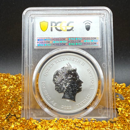 2022-P 1 oz Tuvaluan Silver Dollar $1 PCGS MS70 The Rising Sun - Black Flag (1 of 38)